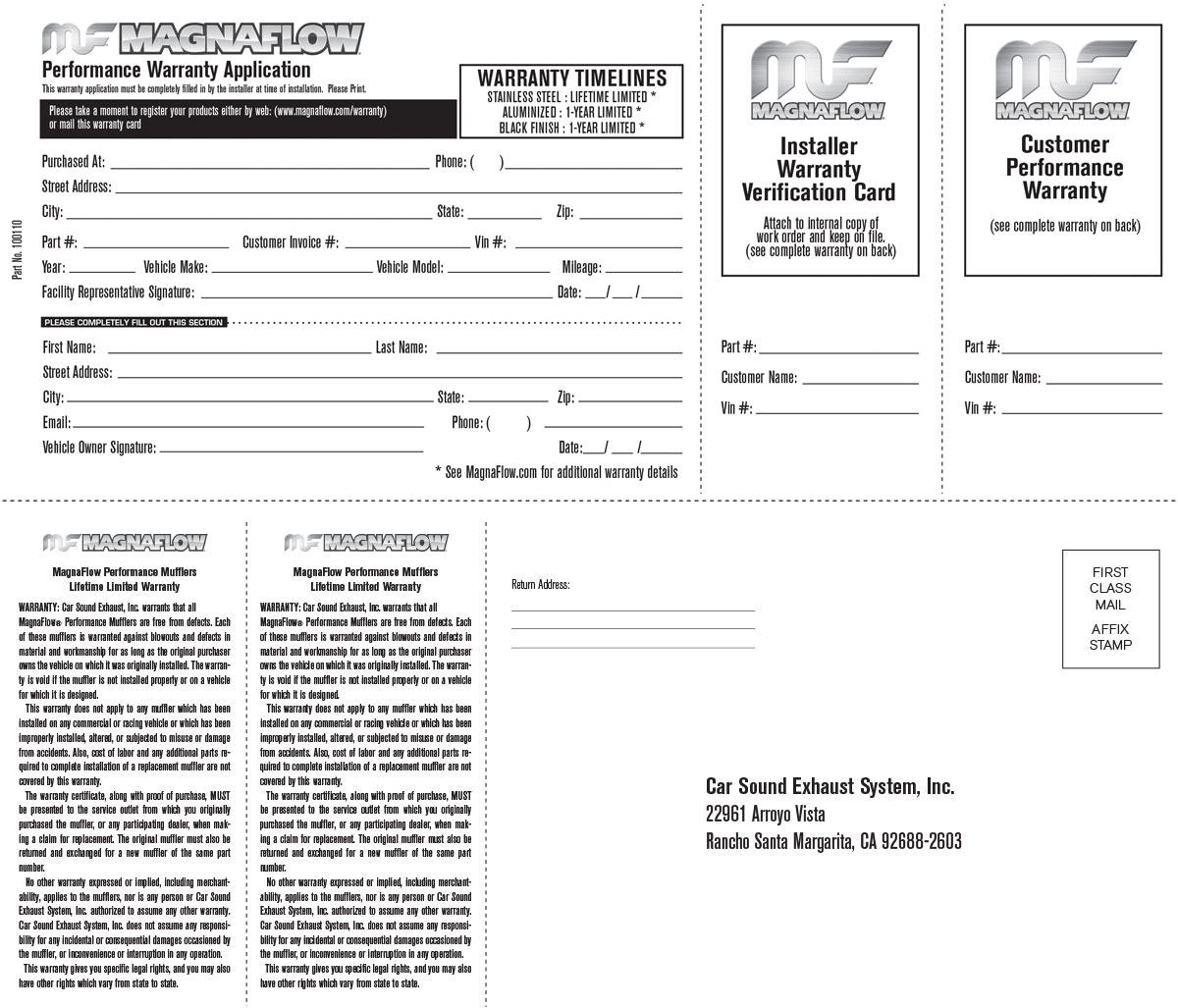 MagnaFlow Performance Exhaust Warranty Registration Form MagnaFlow Performance Exhaust Warranty Registration Form